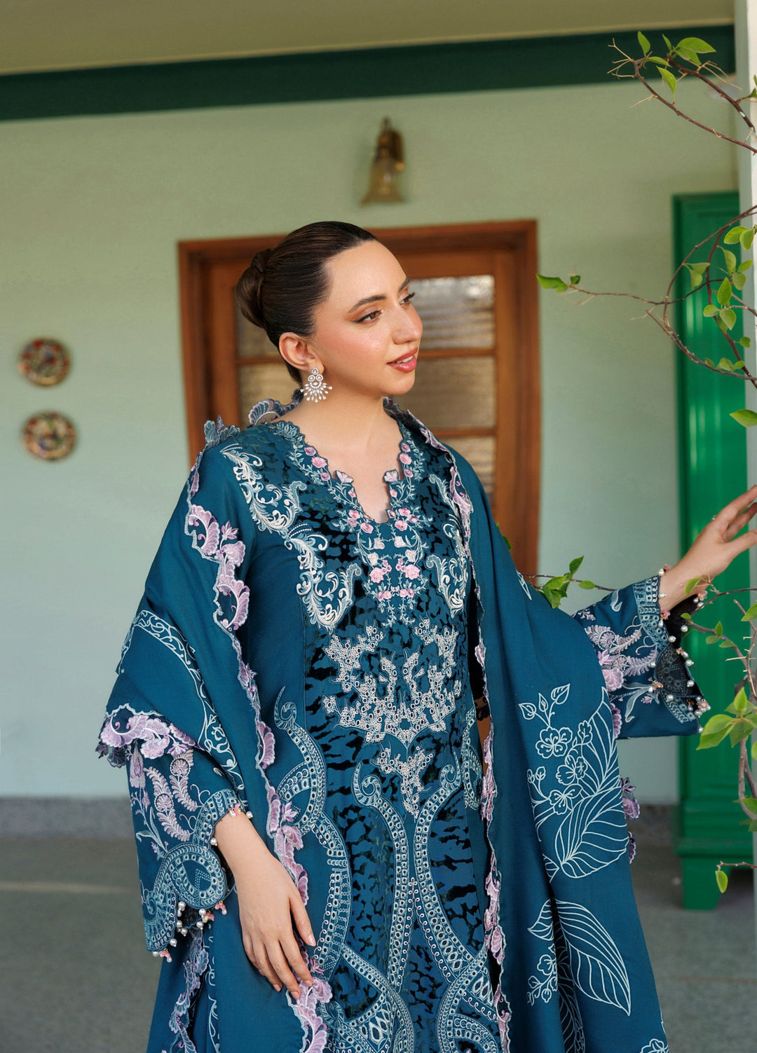 Plush Luxury by Asifa and Nabeel Unstitched Embroidered Pashmina 3 Piece Suit Secret Garden WLXU-03 - Festive Collection
