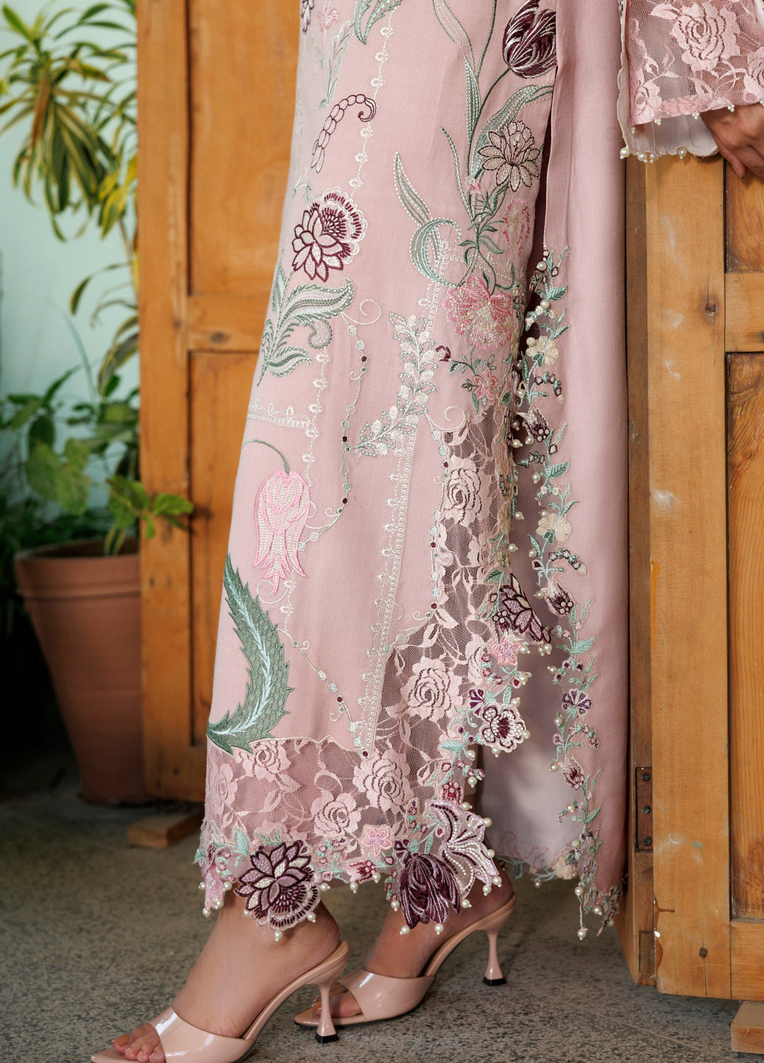 Plush Luxury by Asifa and Nabeel Unstitched Embroidered Pashmina 3 Piece Suit Winter Rose WLXU-07 - Festive Collection