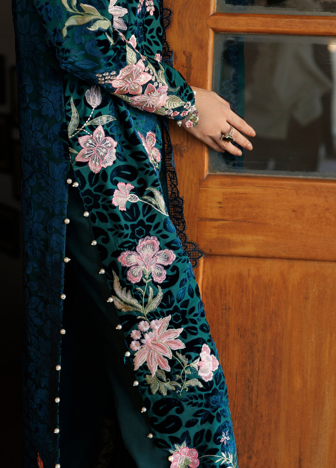 Plush Luxury by Asifa and Nabeel Unstitched Embroidered Velvet 3 Piece Suit Bella WLXU-08 - Festive Collection