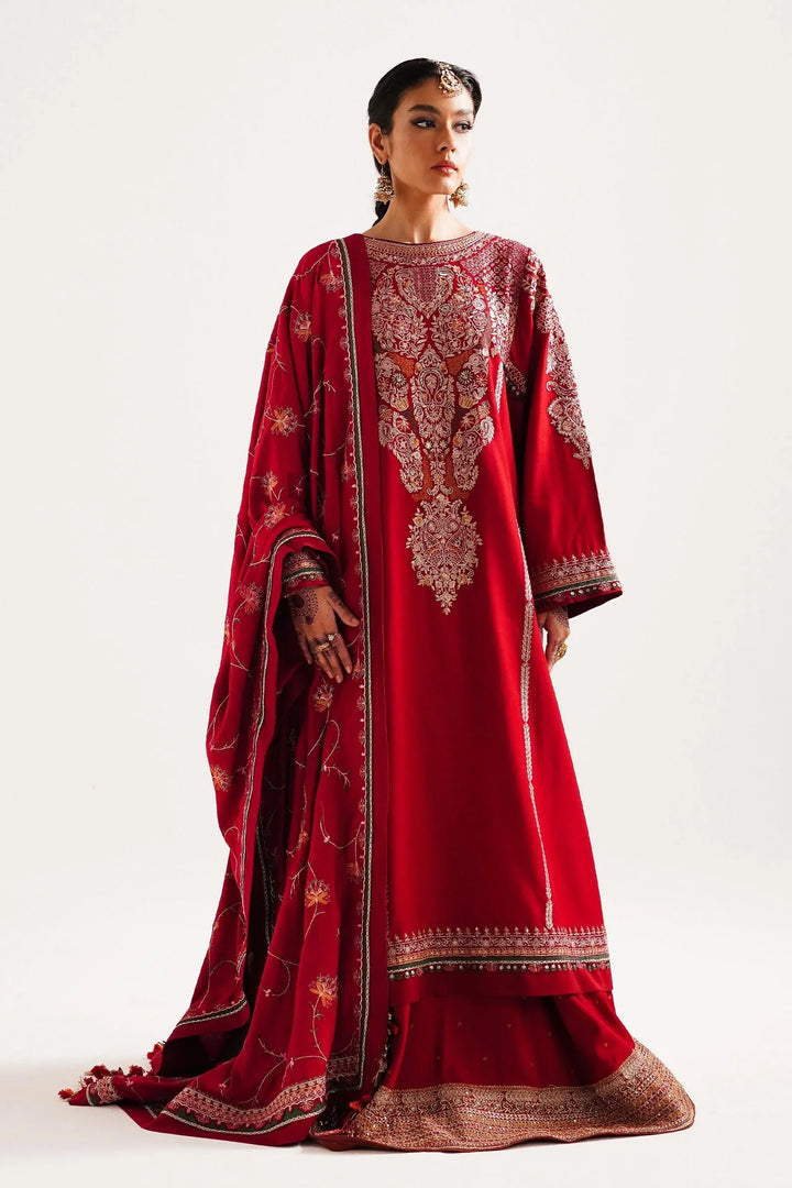 Zara Shahjahan Embroidered Twill Suits Unstitched 3 Piece ZS23WL D8 - Winter Luxury Collection
