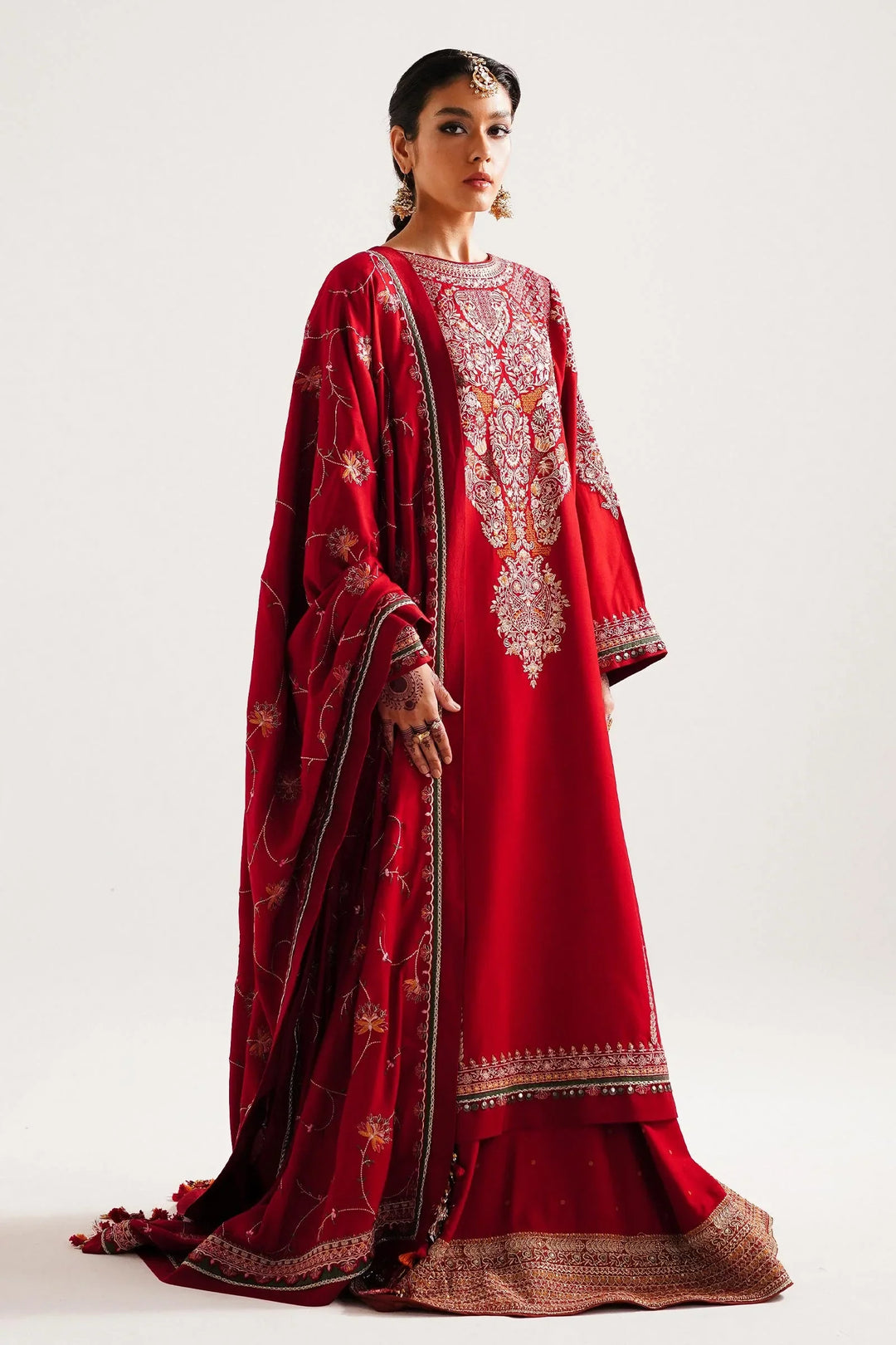 Zara Shahjahan Embroidered Twill Suits Unstitched 3 Piece ZS23WL D8 - Winter Luxury Collection