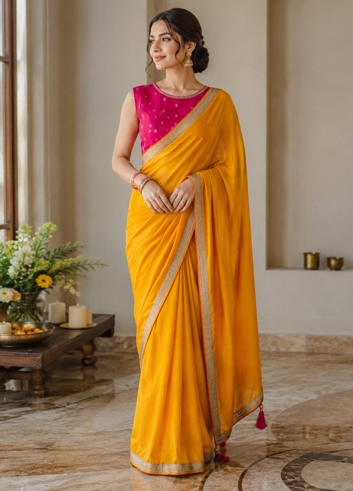 Elaya by House of Nyyra Unstitched 2 Piece Embroidered Bright Saree - Formals Collection