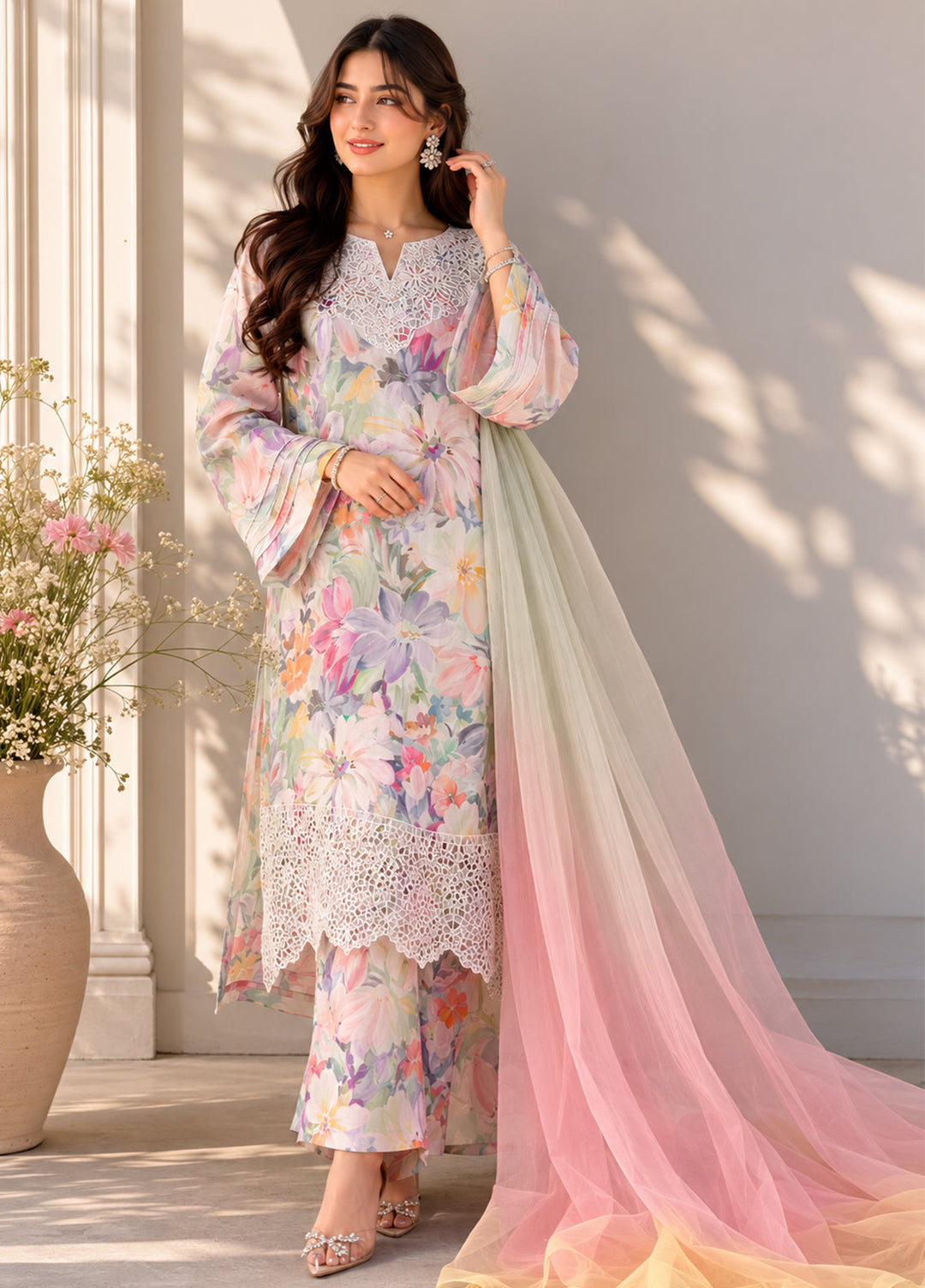 Majestic by HZ Textiles RTW Embroidered Silk 3 Piece Suit HZ26UMS Stroke - Festive Collection
