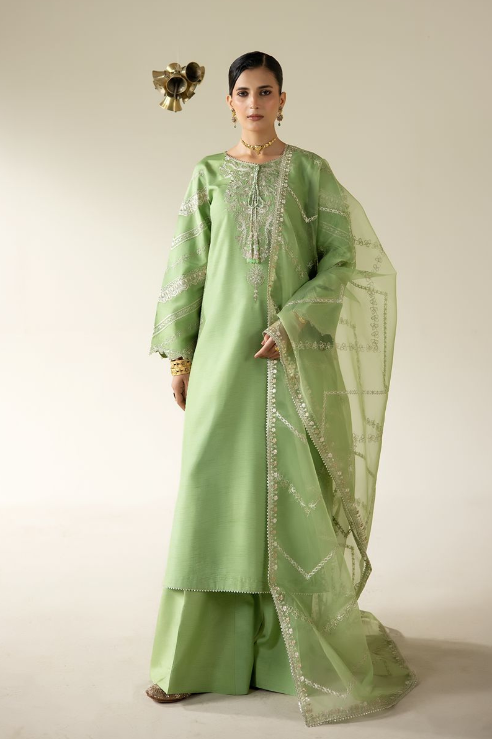 Lune Des Fleurs by Enzo RTW Embroidered Korean Silk 3 Piece Suit ZYLA Festive Collection