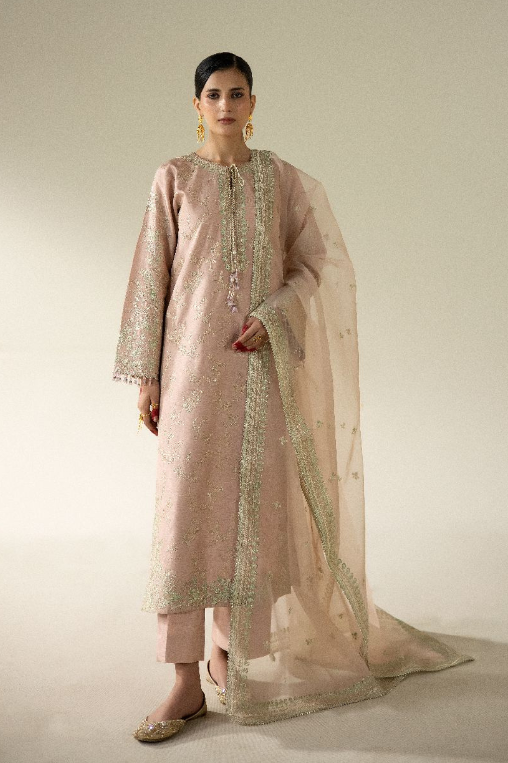 Lune Des Fleurs by Enzo RTW Embroidered Korean Silk 3 Piece Suit VAILA Festive Collection
