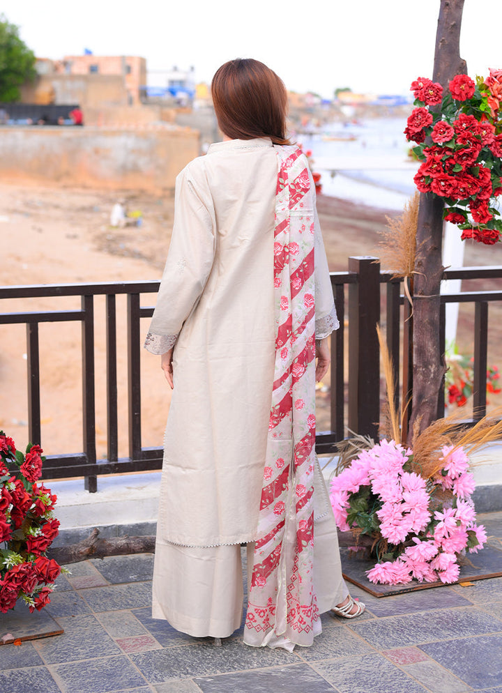 Noorkari by Ishq e Rang RTW Embroidered Lawn 3 Piece Suit Subtle Beige Casual Collection