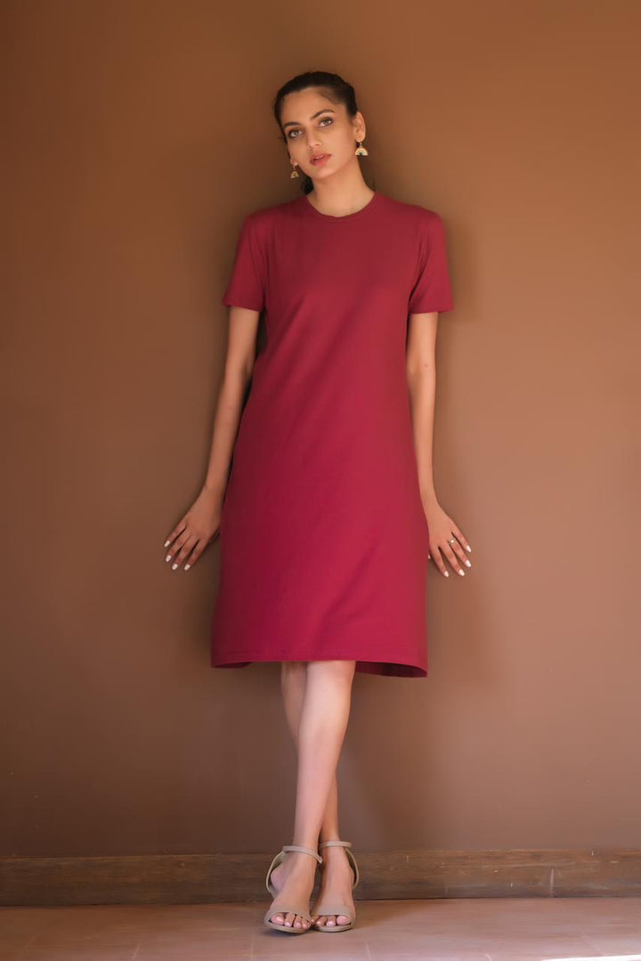 Dhaga Women Western Solids T- Shirt jersy Maroon DHLT08 - Summer Collection