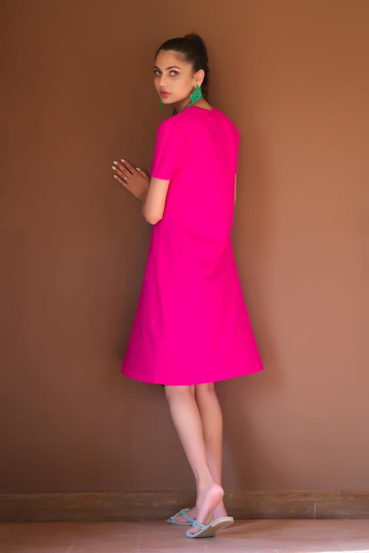 Dhaga Women Western Solids T- Shirt jersy Hot Pink DHLT08 - Summer Collection