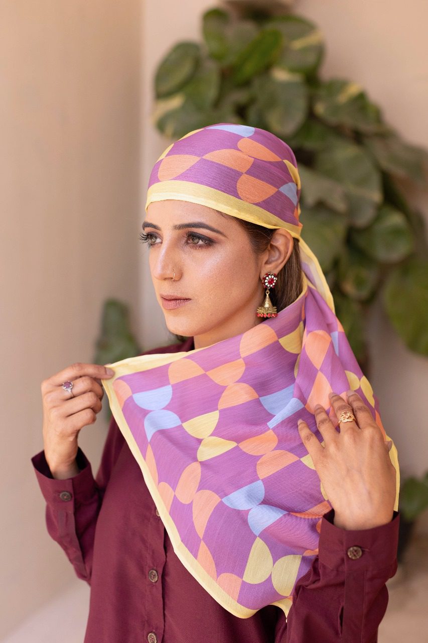 Dhaga Women Scarve Printed Crinkle Silk 1 Piece Lilac Funky - Summer Collection