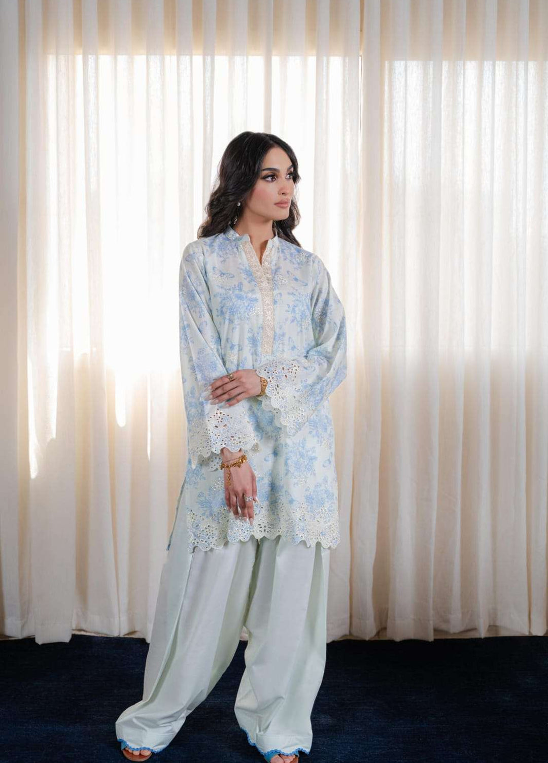 Laaleh Women RTW Embroidered Cotton 2 Piece Suit LAH26PC Azure Whisper - Casual Collection