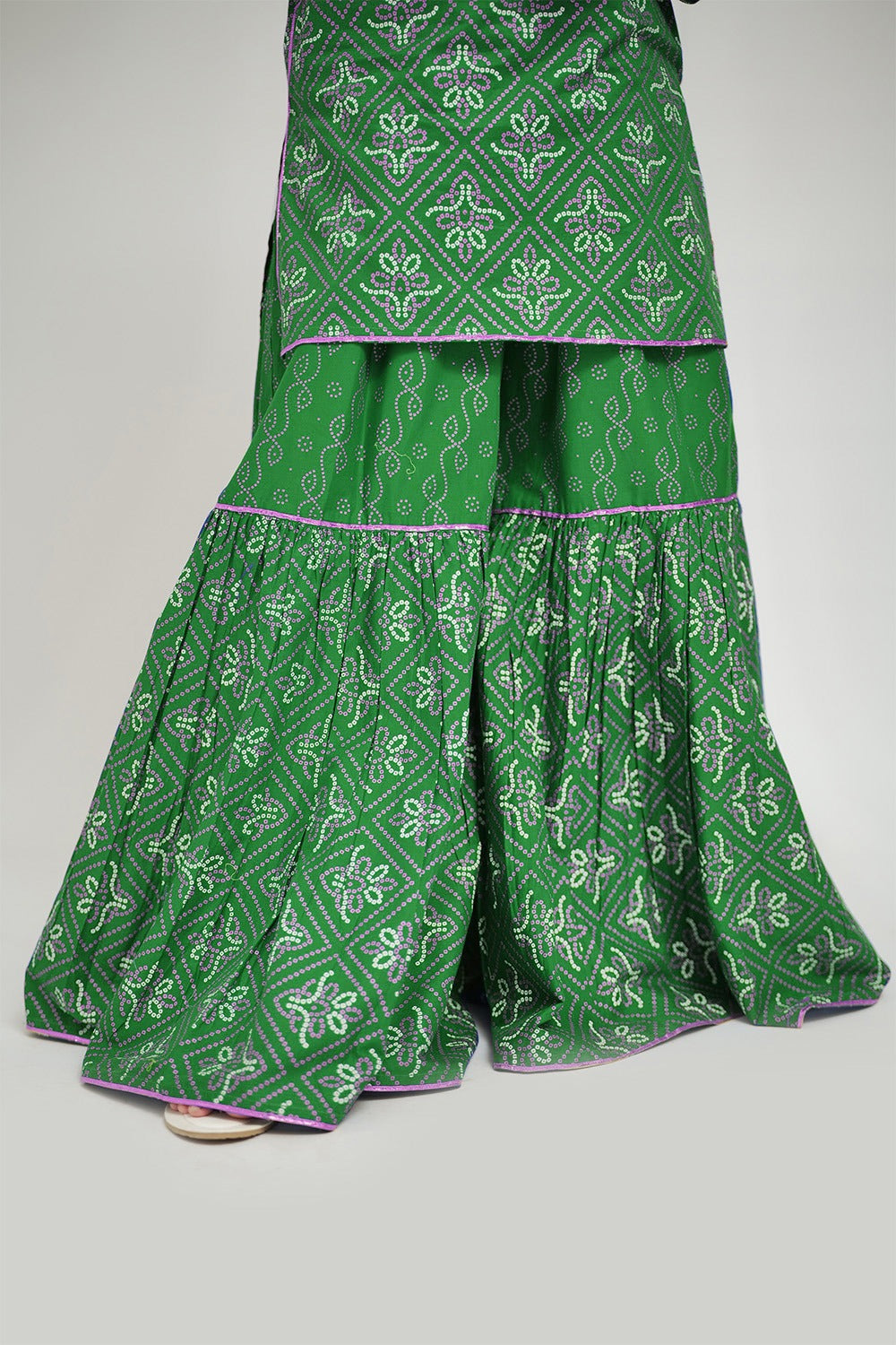 Senorita Girls Ready to Wear Girls Green and Golden Casual 3 Piece Suit Cotton Cambric Printed GAD-02655 - Summer Collection