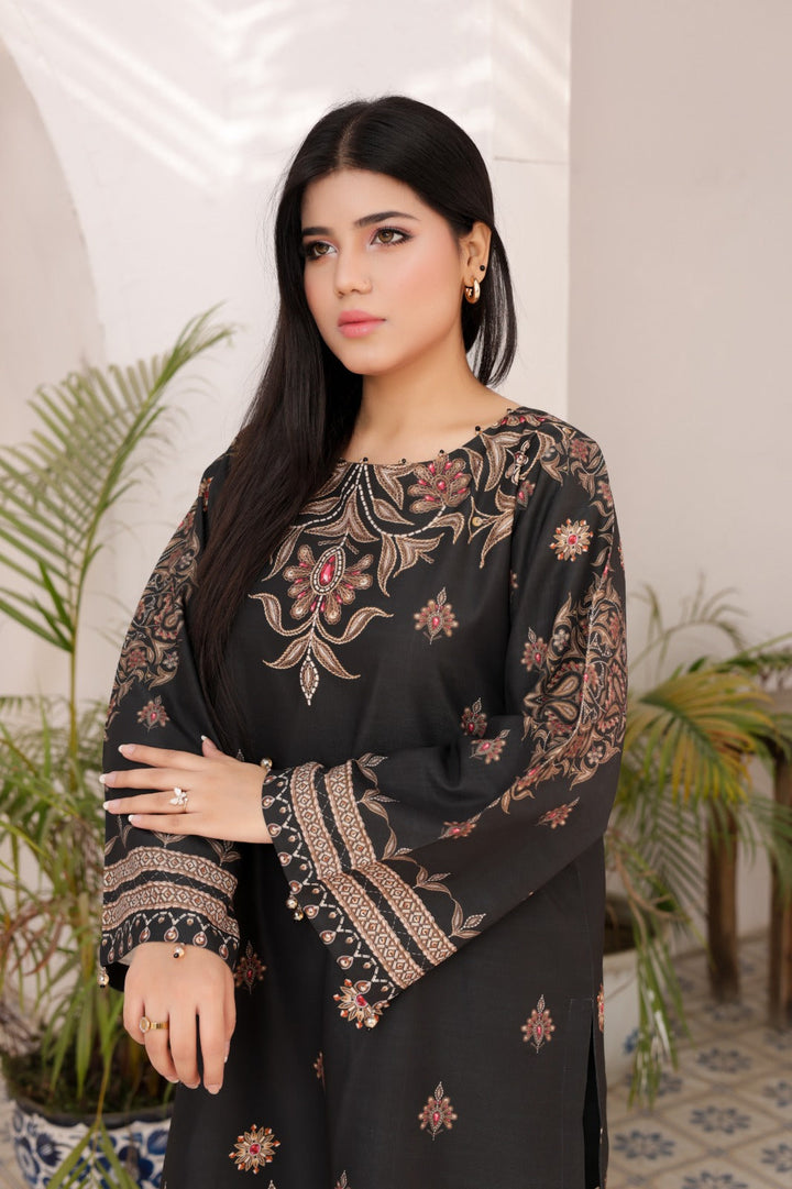 Firdous Women Pret Printed Cotton 2 Piece Luxury Black ATP-31 - Summer Collection