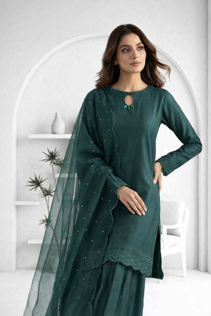 Silk Atelier by Jamni RTW Embroidered Silk 3 Piece Suit Royal Zamrud Festive Collection