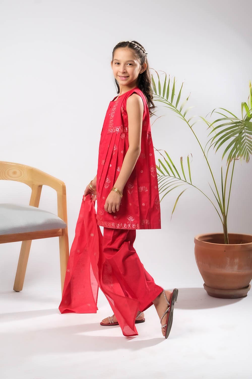 Senorita Girls RTW Solids Cotton 3 Piece Suit KBD-03389 Eid Collection
