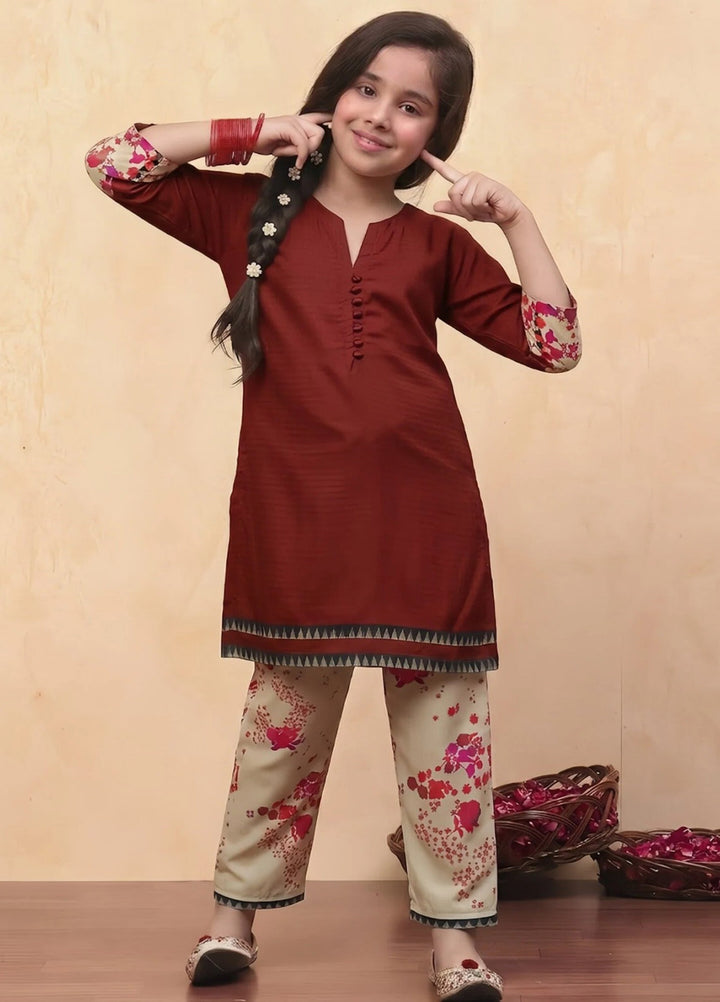 Everyday Edit by Style Up Girls RTW Printed Poly Lawn 2 Piece Suit Ruby Radiance - Casual Collection