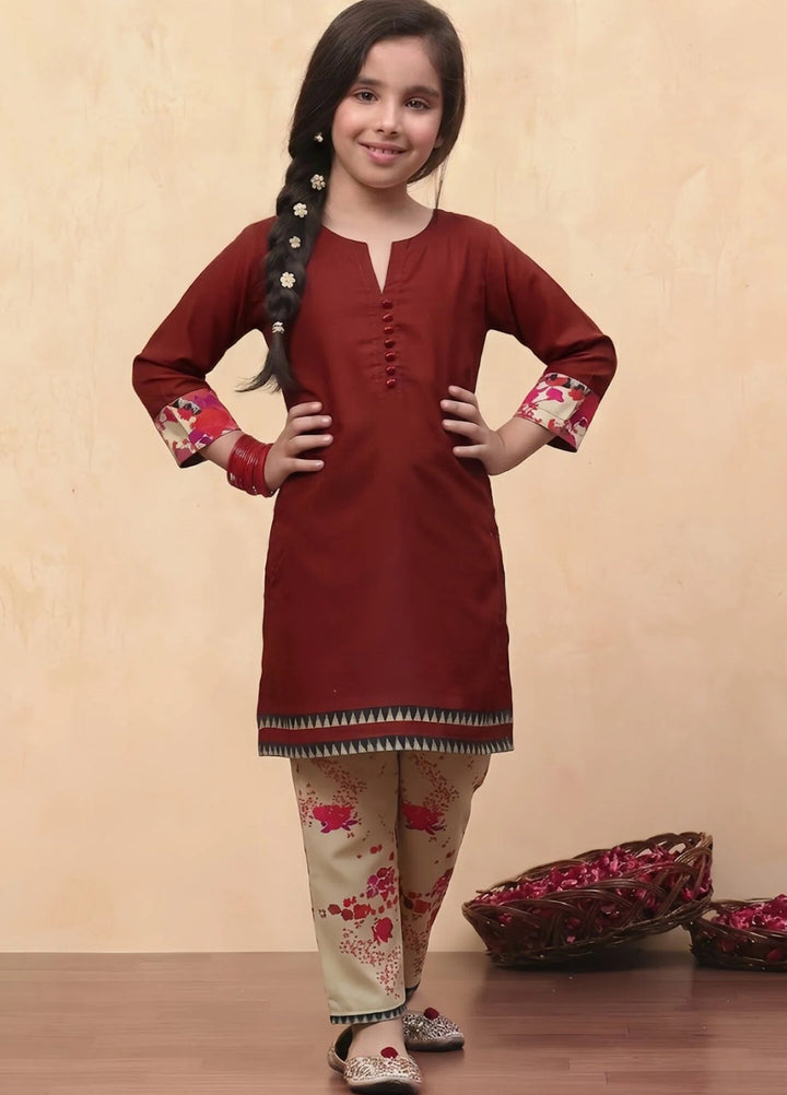 Everyday Edit by Style Up Girls RTW Printed Poly Lawn 2 Piece Suit Ruby Radiance - Casual Collection