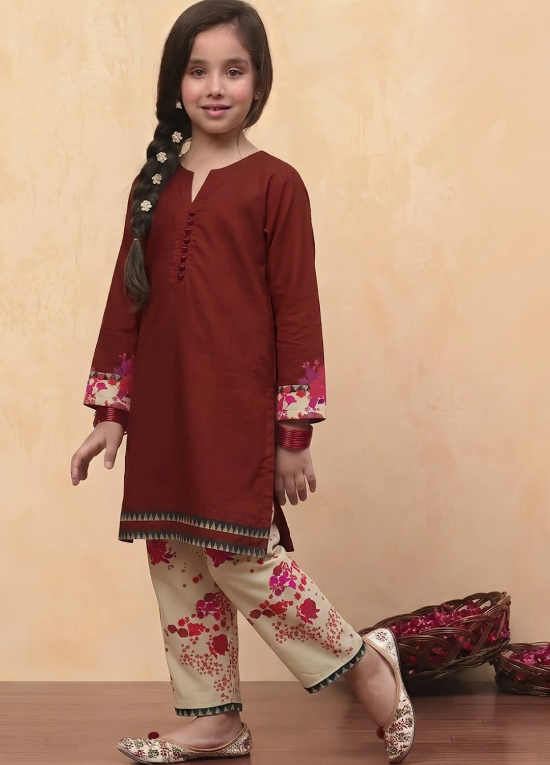 Everyday Edit by Style Up Girls RTW Printed Poly Lawn 2 Piece Suit Ruby Radiance - Casual Collection