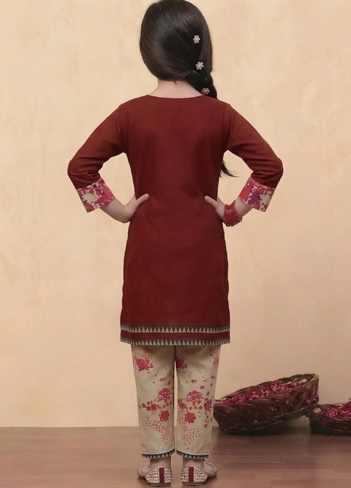 Everyday Edit by Style Up Girls RTW Printed Poly Lawn 2 Piece Suit Ruby Radiance - Casual Collection