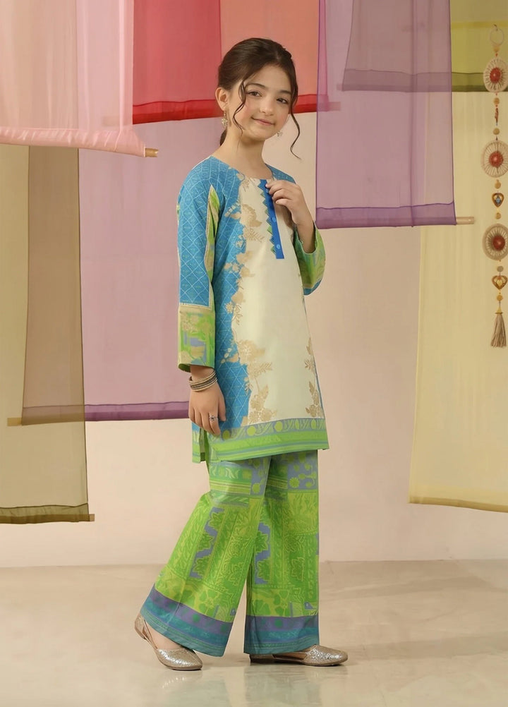 Everyday Edit by Style Up Girls RTW Printed Poly Lawn 2 Piece Suit Mini Aqua - Casual Collection