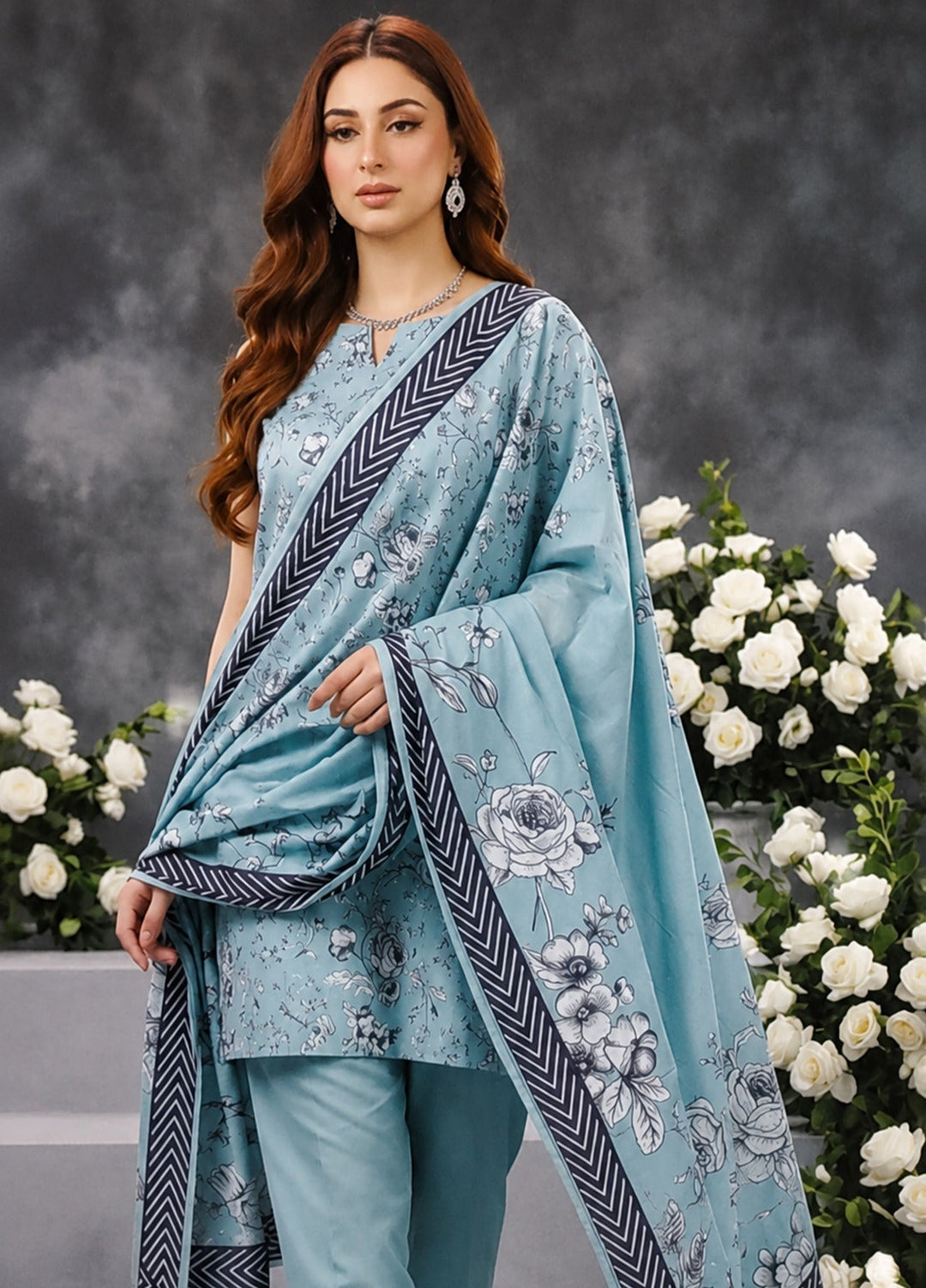 Salina Dobby by Regalia Textiles Unstitched Printed Lawn 3 Piece Suit RG26UPS D-08 - Casual Collection