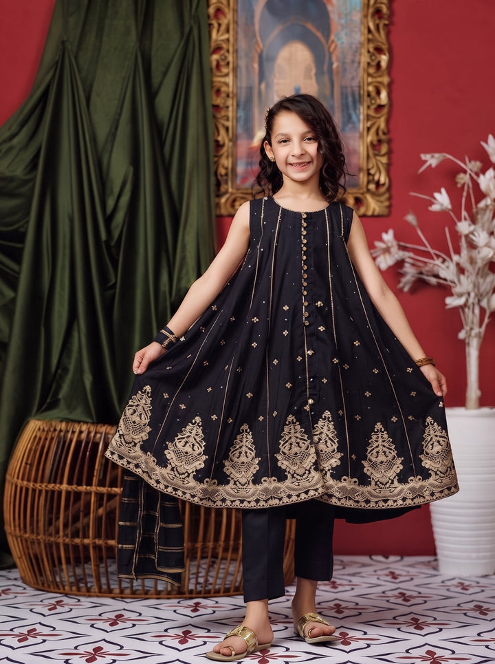 Senorita Kids RTW Hand work Viscose Raw Silk 3 Piece Suit KDD-03157 Festive Collection
