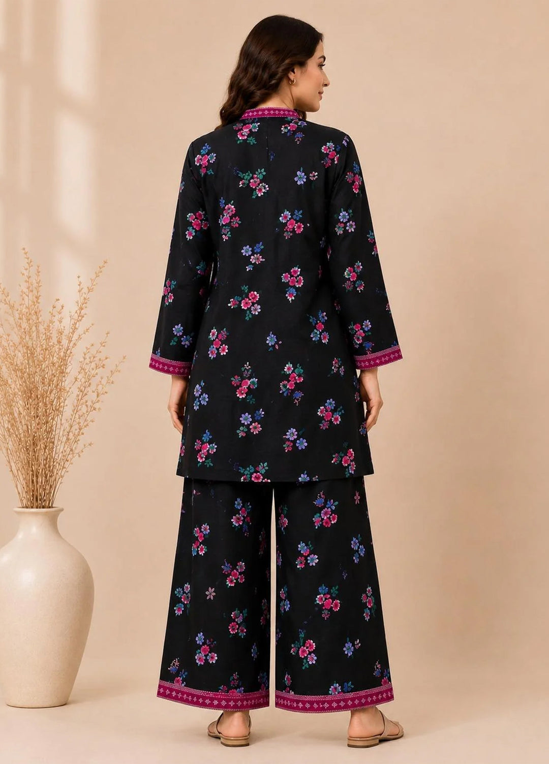 Saba Sumaiya Women RTW Printed Cotton Lawn 2 Piece Suit SS-78664 Black Floral - Casual Collection