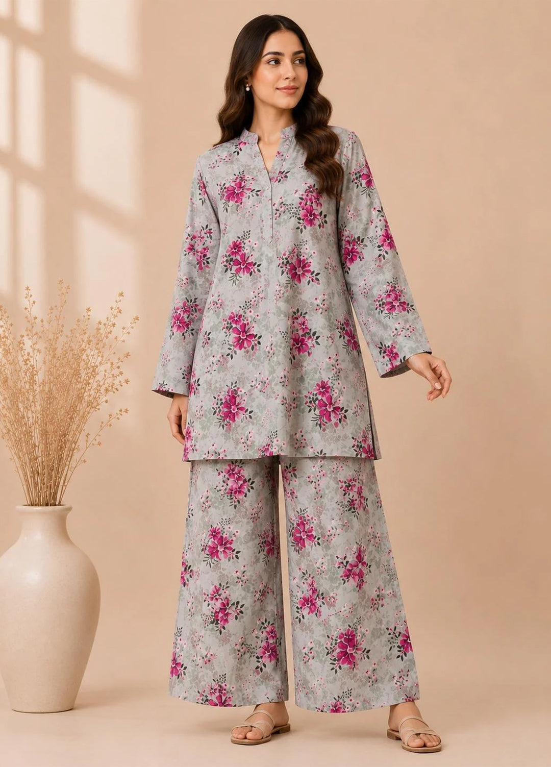 Saba Sumaiya Women RTW Printed Cotton Lawn 2 Piece Suit SS-78660 Grey Floral - Casual Collection