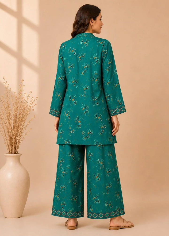 Saba Sumaiya Women RTW Printed Cotton Lawn 2 Piece Suit SS-78661 Turquoise Leaves - Casual Collection