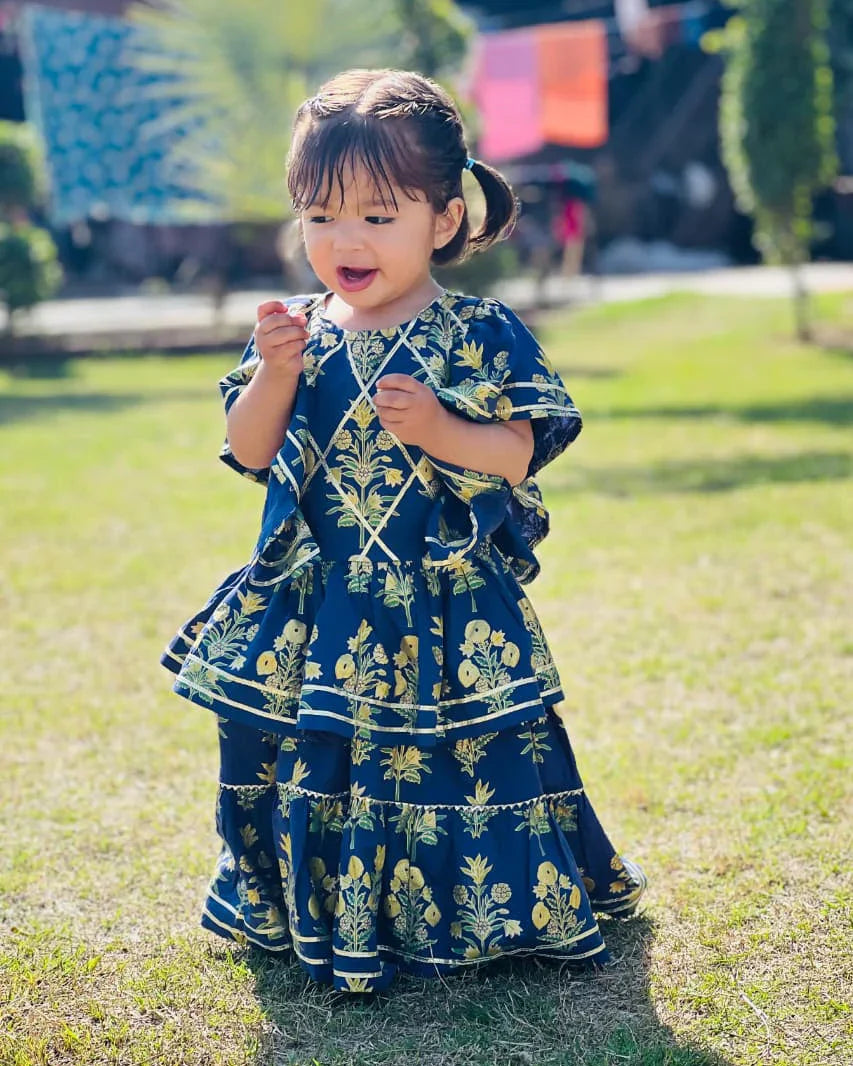 Urban Cut Girls RTW Solids Lawn Co-Ord Sets Suit Navy Blue Casual Collection