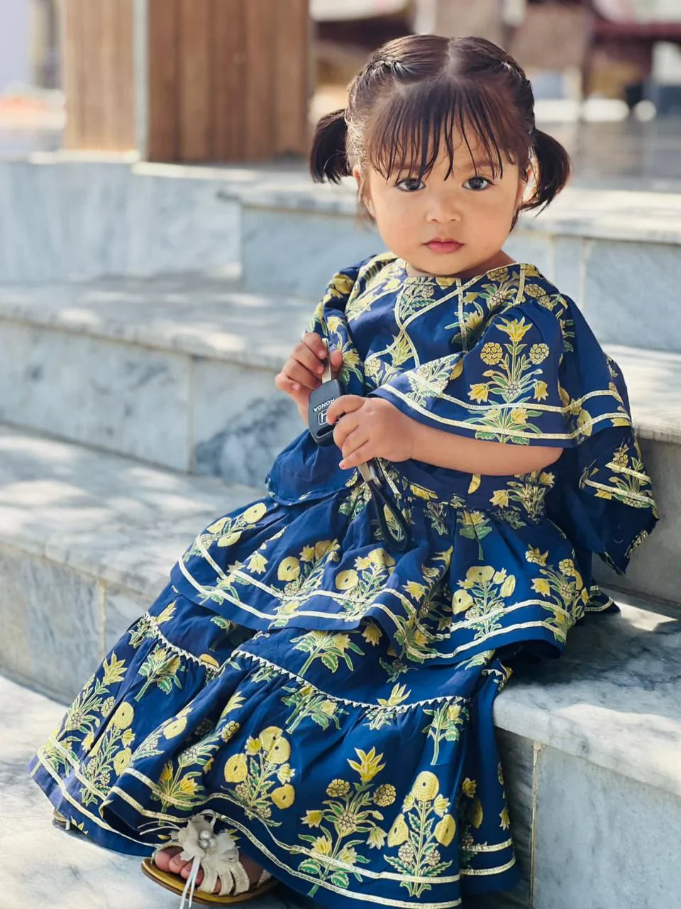 Urban Cut Girls RTW Solids Lawn Co-Ord Sets Suit Navy Blue Casual Collection