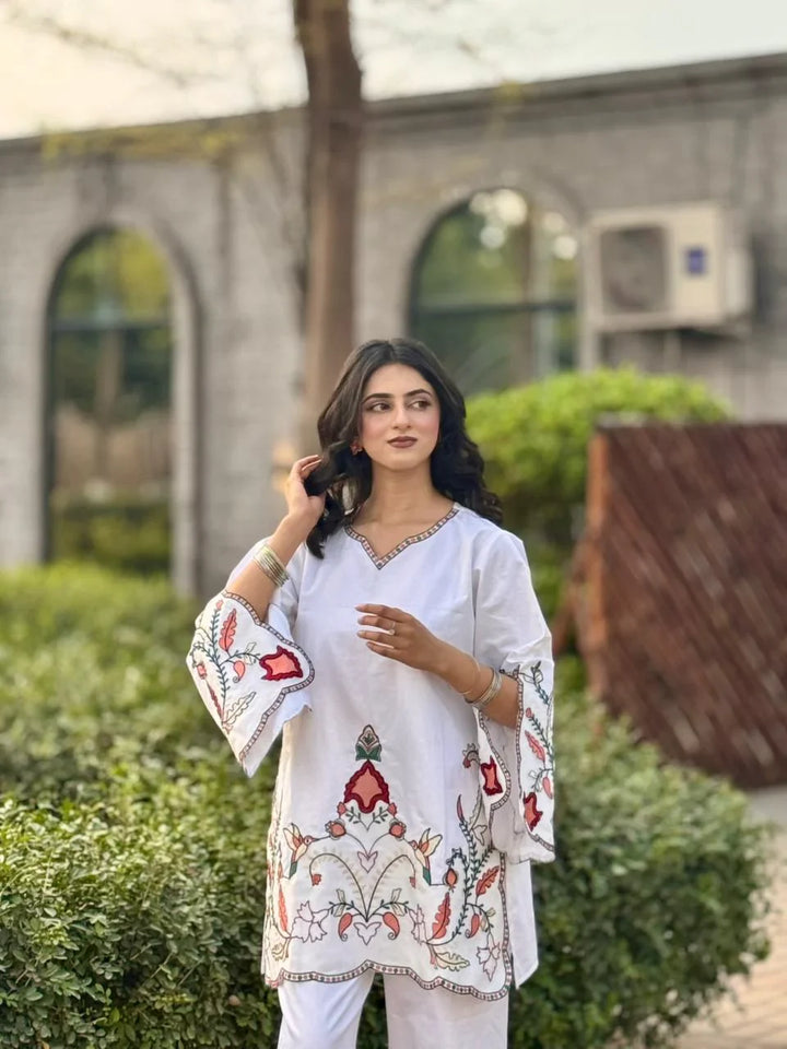 Urban Cut RTW Embroidered Cotton Co-Ord Sets Suit C-48 - Casual Collection