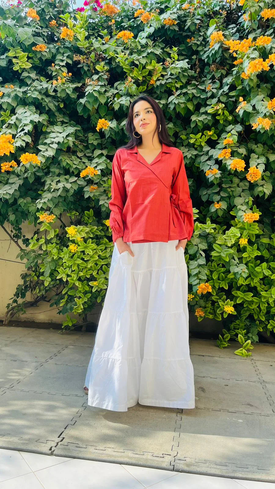 Urban Cut RTW Solids Cotton 1 Piece Red Wrap Shirt Casual Collection