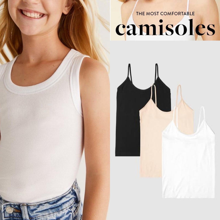 Dhaga Kids Pret Solids Jersy 1 Piece Pack of 3 Cotton Camisole White HDKB - Summer Collection