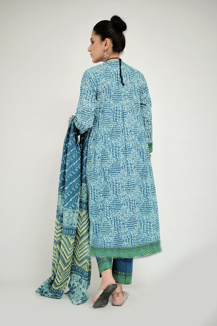 Senorita Women RTW Women Turquoise Blue and Multicolor Casual 3 Piece Suit Cotton Lawn Printed LAD-02687 - Summer Collection