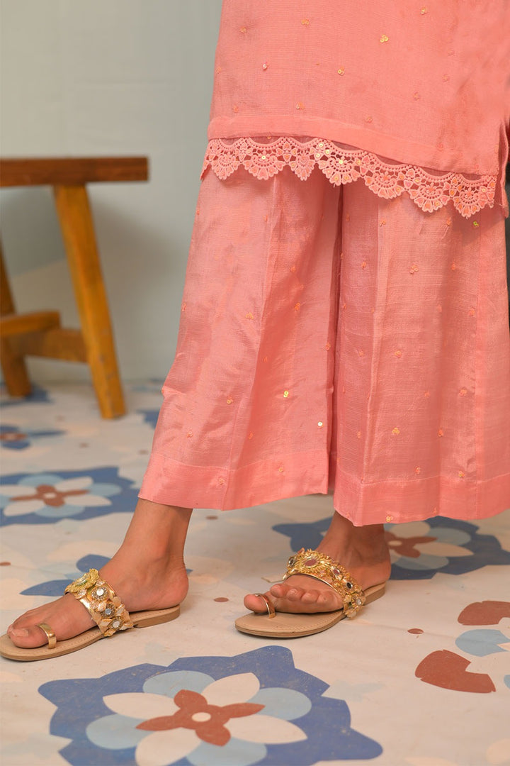 Senorita Kids RTW Peach and Gold Formal 3 Piece Suit Viscose Raw Silk KDD-02950 - Summer Collection
