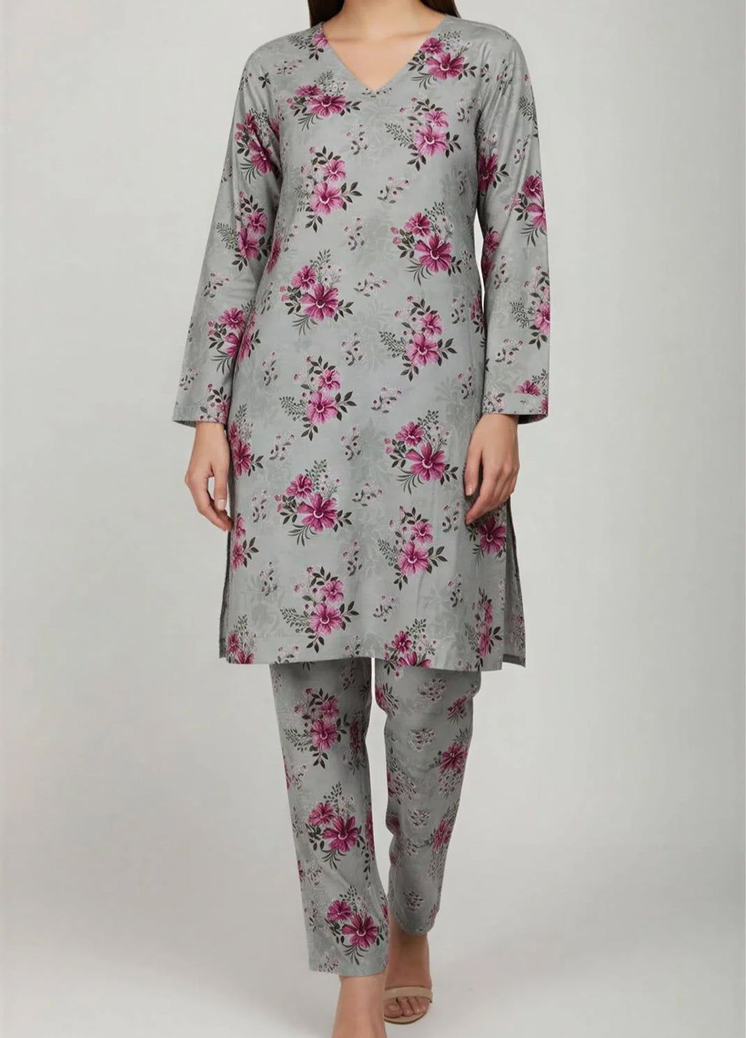 Saba Sumaiya Women RTW Printed Cotton Lawn 2 Piece Suit SS-78660 Grey Floral - Casual Collection