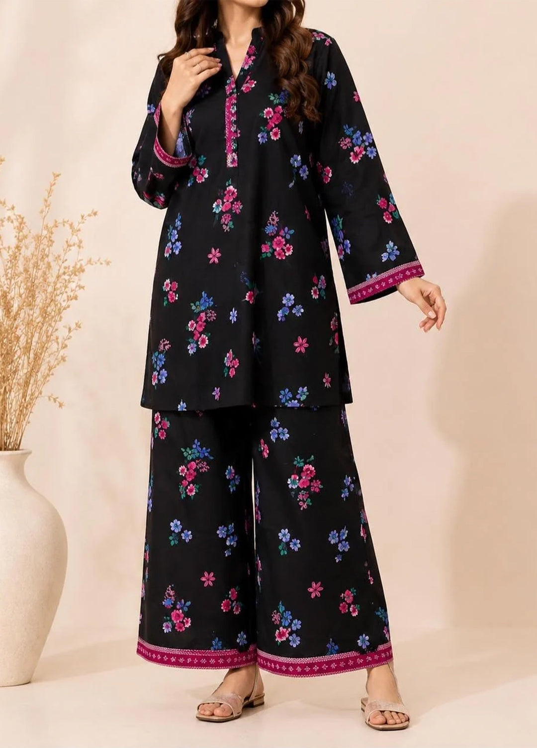 Saba Sumaiya Women RTW Printed Cotton Lawn 2 Piece Suit SS-78664 Black Floral - Casual Collection