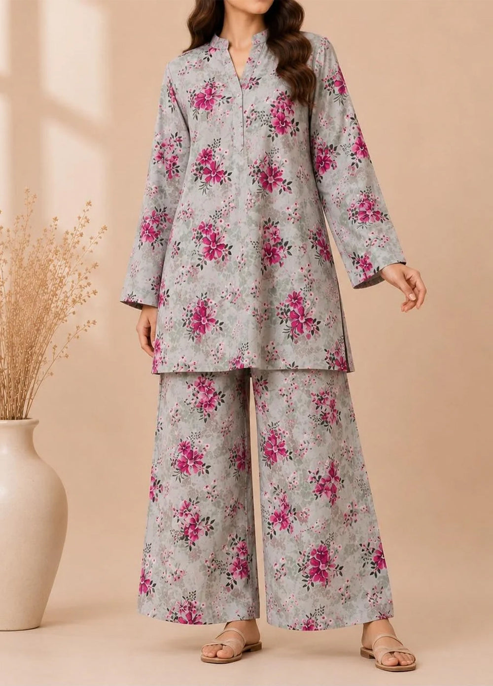 Saba Sumaiya Women RTW Printed Cotton Lawn 2 Piece Suit SS-78660 Grey Floral - Casual Collection