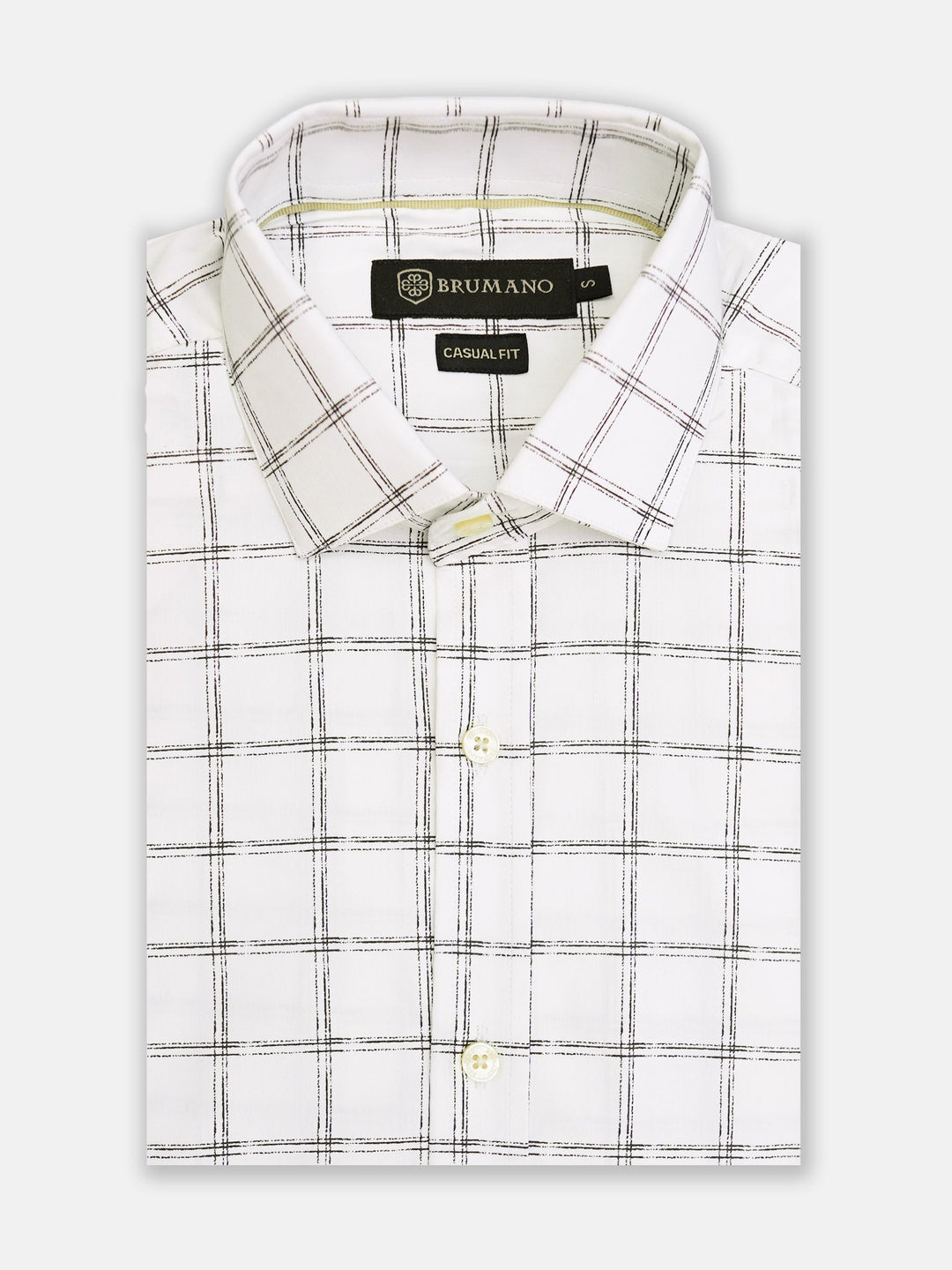 Brumano Mens RTW Solids Cotton Shirt Black N White Casual Collection