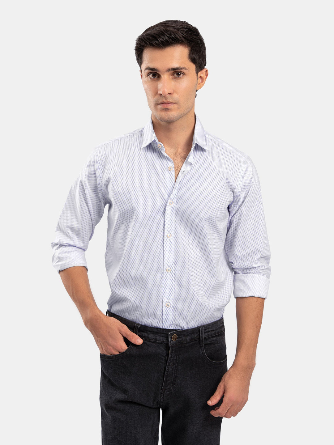 Brumano Mens RTW Solids Cotton Shirt Suit White Fine Winter Collection