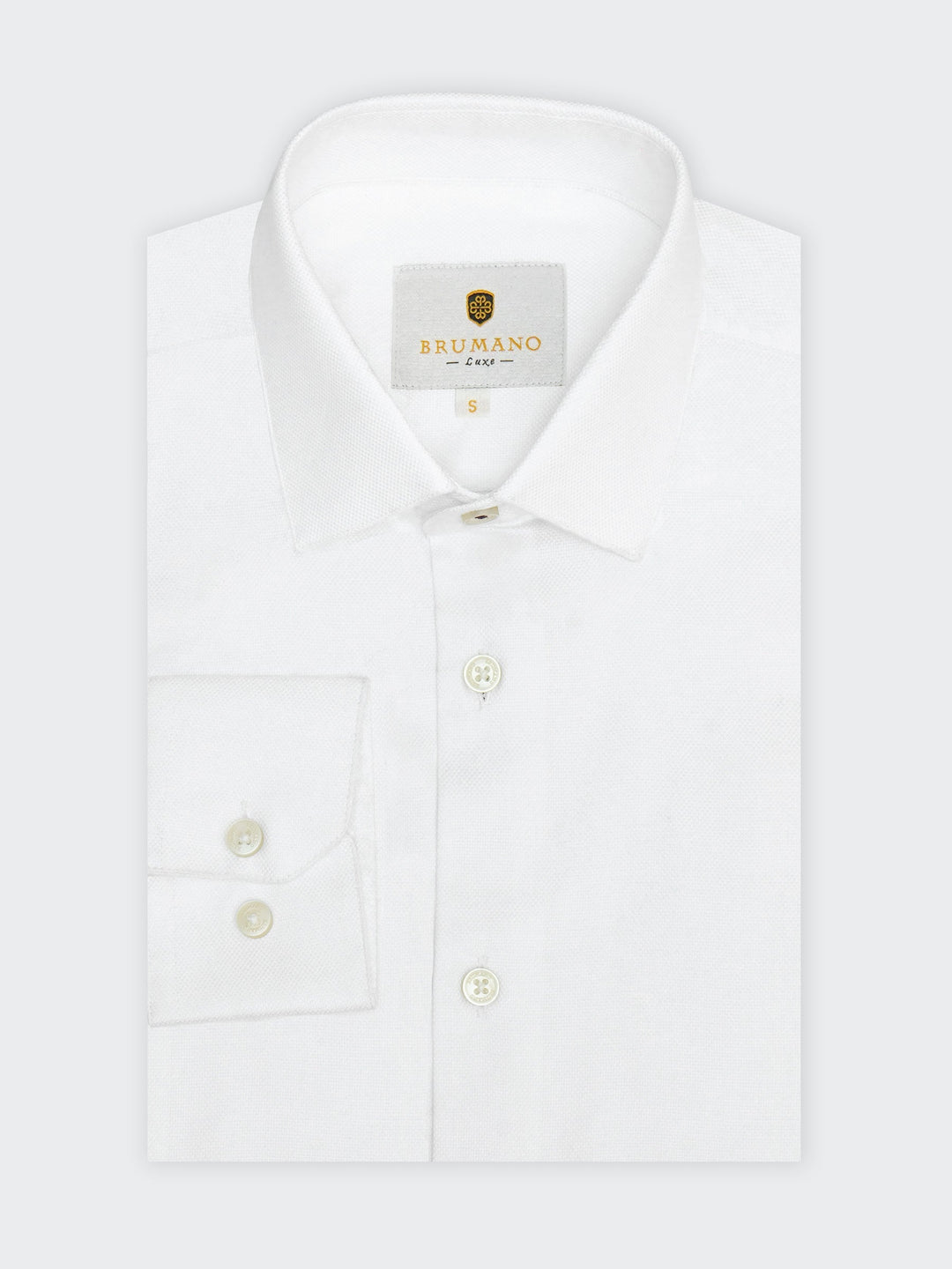 Brumano Mens RTW Solids Cotton Shirt White Structured Western Collection