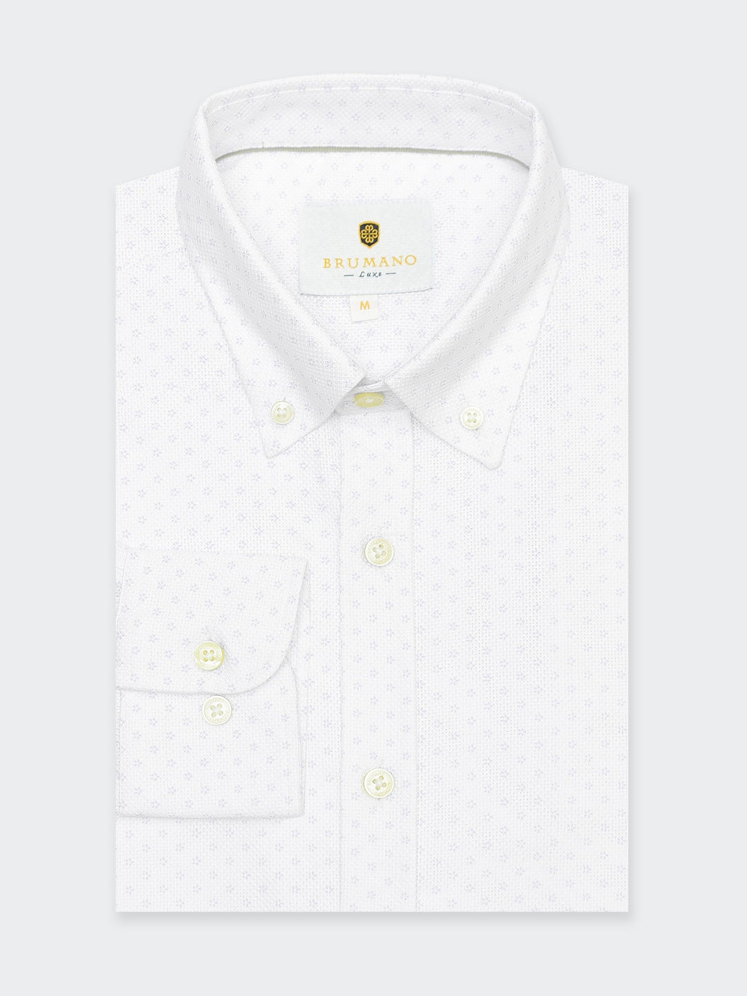 Brumano Mens RTW Solids Cotton Shirt White Structured Subtle Western Collection