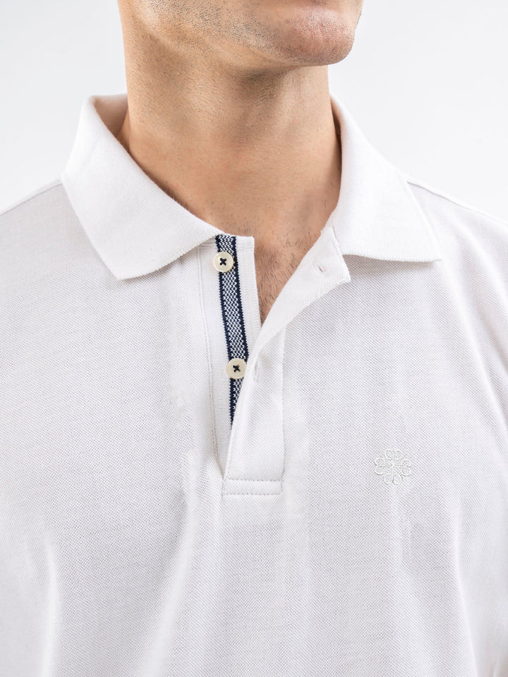 Brumano  Solids Cotton Polo White 100% Cotton Pique Polo