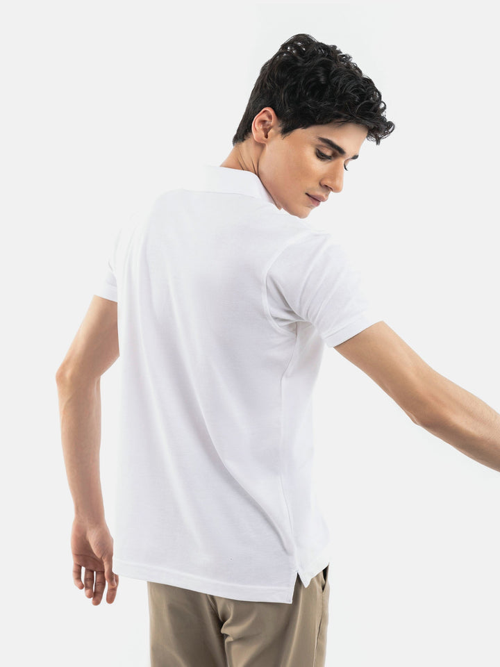 Brumano  Solids Cotton Polo White Basic Pique Polo Shirt