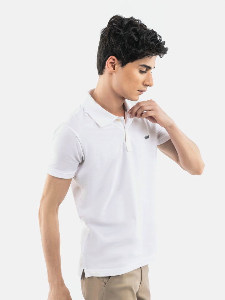 Brumano  Solids Cotton Polo White Basic Pique Polo Shirt