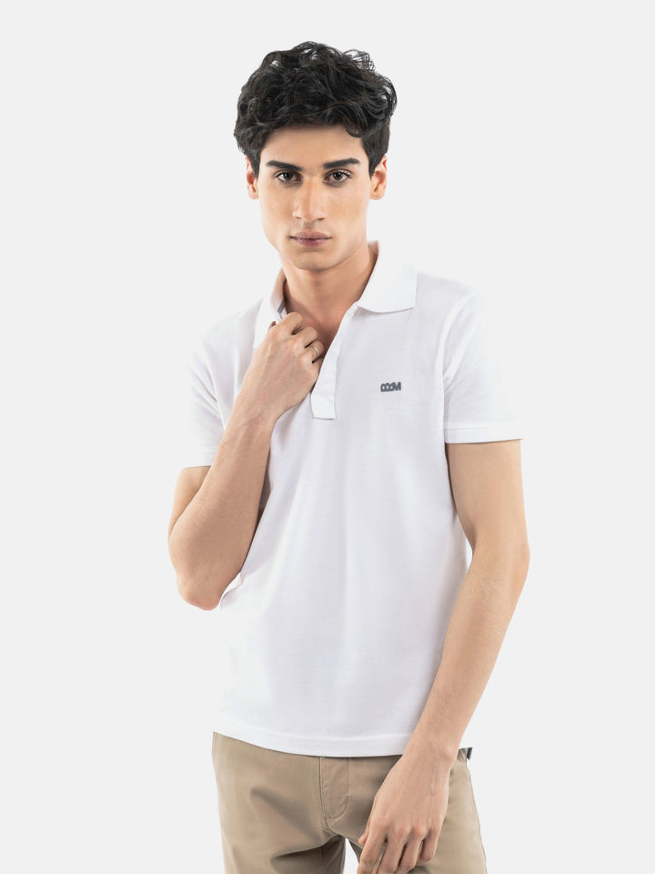Brumano  Solids Cotton Polo White Basic Pique Polo Shirt