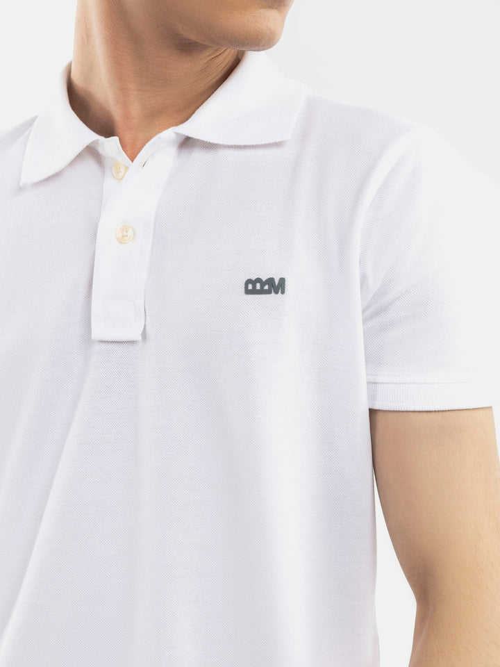 Brumano  Solids Cotton Polo White Basic Pique Polo Shirt