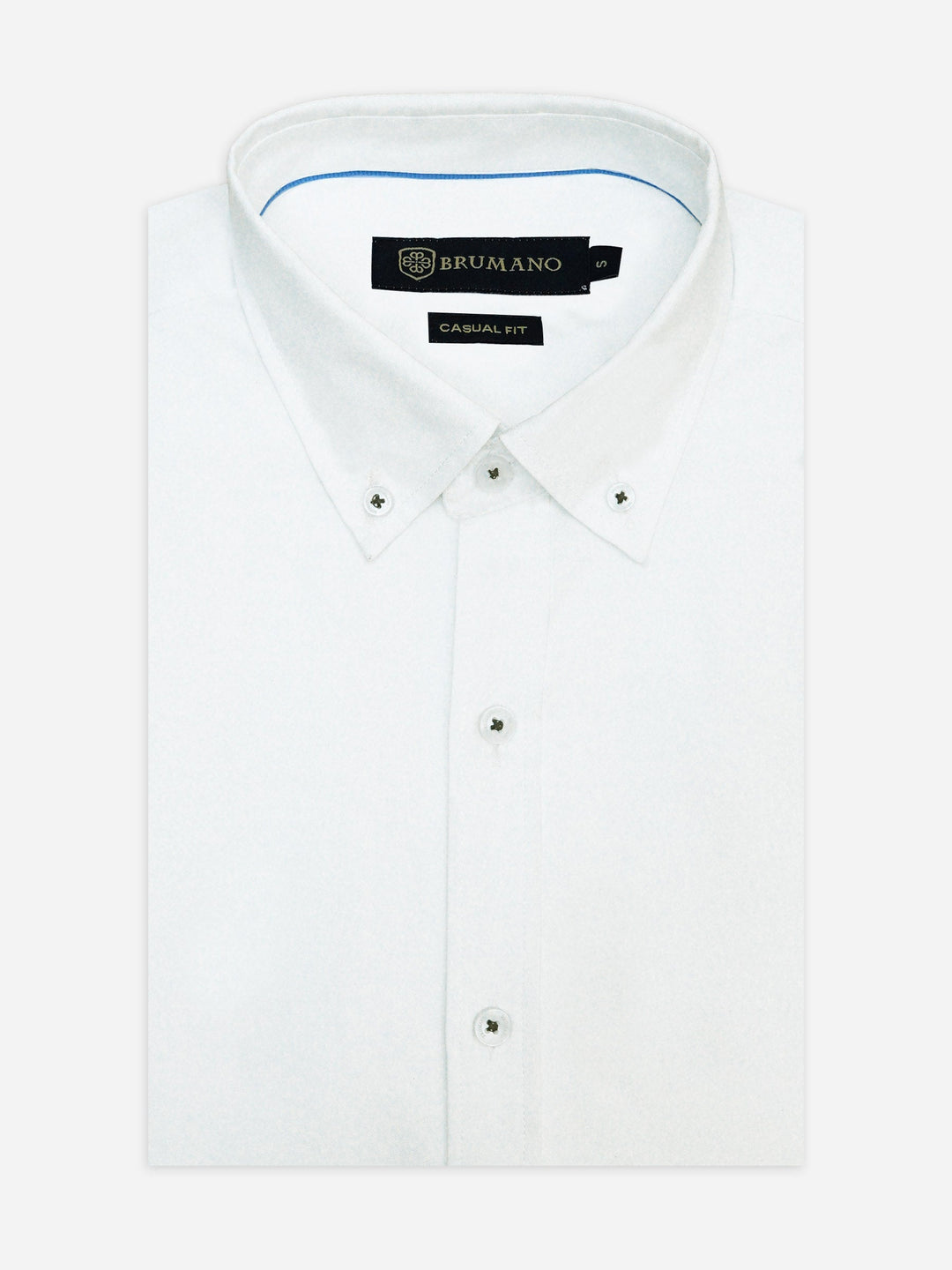 Brumano Mens RTW Solids Cotton Shirt White Poplin Shirt With Inner Collar Casual Collection