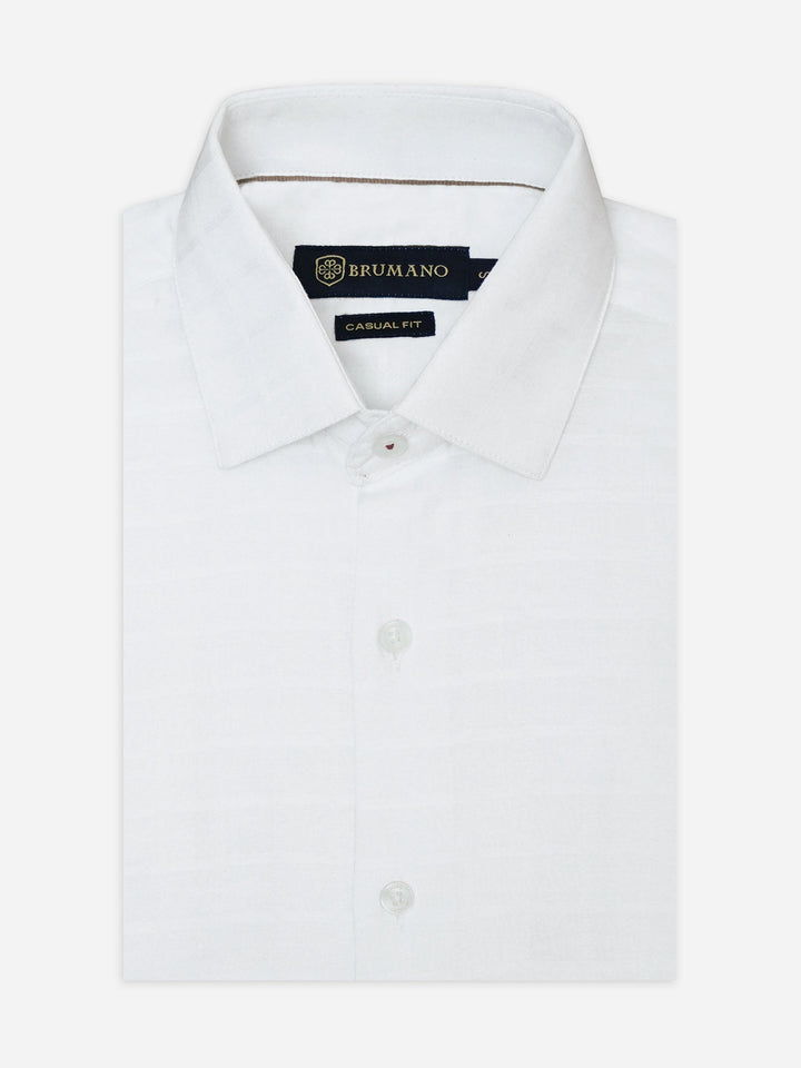 Brumano Ready To Wear Shirts Men 1 Piece Cotton White Checkered Formal Shirt 0-31-025-4393 - Summer Collection