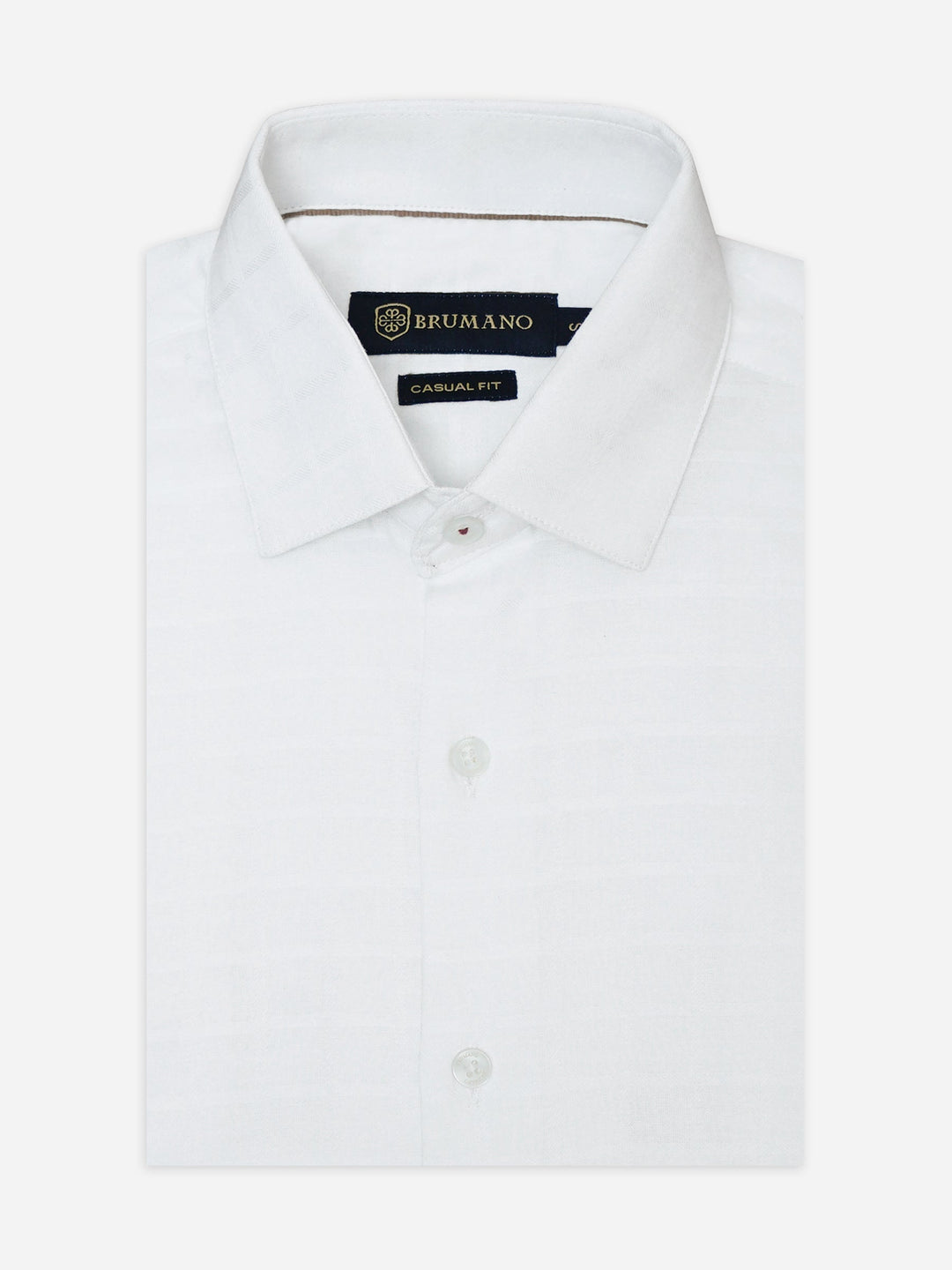 Brumano Mens RTW Solids Cotton Shirt White Checkered Casual Collection